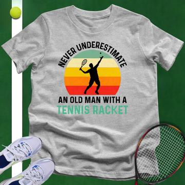 An Old Man with a Tennis Racket T-Shirt