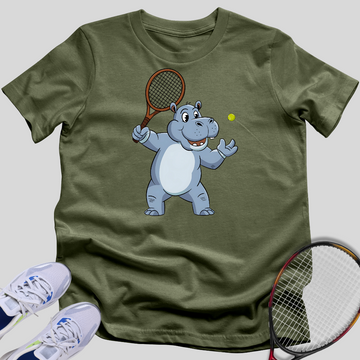 Hippo Tennis Player T-Shirt