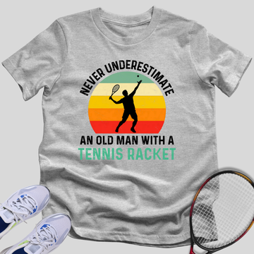 An Old Man with a Tennis Racket T-Shirt